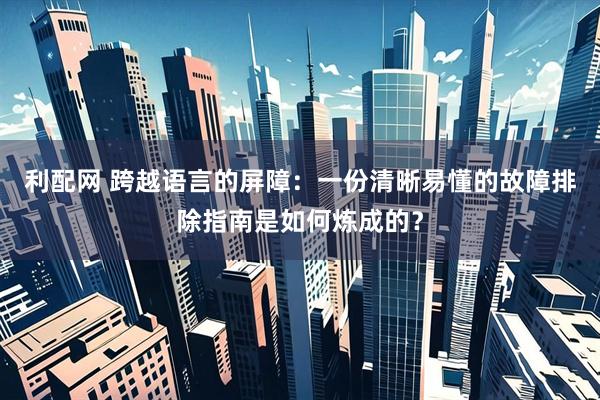 利配网 跨越语言的屏障：一份清晰易懂的故障排除指南是如何炼成的？